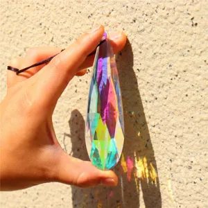 Großer 12cm Kristall Tropfen Sonnenfänger Prisma Anhänger für Fenster Deko Regenbogenmacher