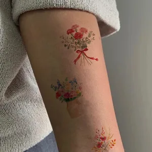 Watercolor Floral Temporary Tattoo Stickers Waterproof Fake Body Art Decals For Arm Face Festival Party DIY Decoration