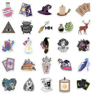 Autocollants boho sorcière esthétique étanche vinyle ordinateur portable journal 50pcs