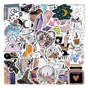50 Pcs Autocollants Boho Witchy Esthétiques Imperméables en Vinyle pour Ordinateur Portable