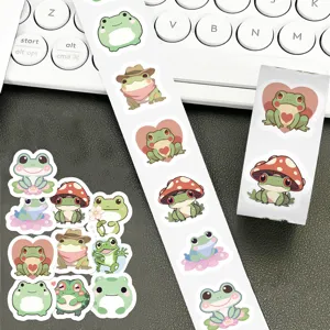 Cute frog sticker roll and loose stickers set for journaling, scrapbooking, and sealing decor.