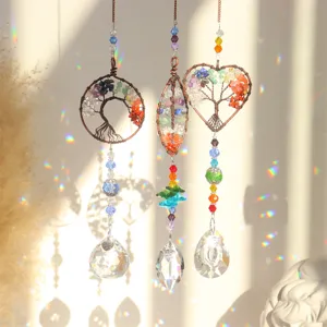 Acchiappasole albero della vita set 3 pezzi cristallo appeso decorazione casa finestra