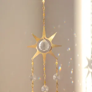 Crystal suncatcher detail close up faceted prism hanging ornament sun rainbow maker decor