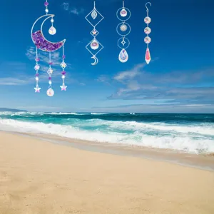 Crystal suncatcher hanging ornament pendant for window decor with crystal prisms