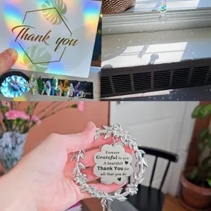 Kristall Sonnenfänger Kranz Geschenk mit Dankesgravur Plakette für Freunde und Familie.