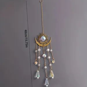 Acchiappasole in cristallo carillon vento luna stella, decorazione da appendere 40cm.