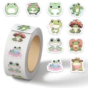 Cute Frog Sticker Roll Self Adhesive Cartoon Animal Stickers For Journaling Scrapbooking Craft Decoration