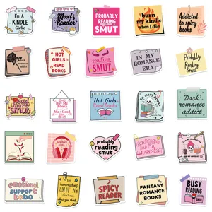 50pcs bookish stickers cute journaling memo pads waterproof vinyl decals for laptop cute