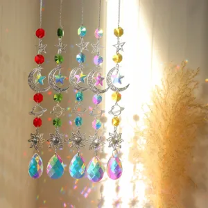 Decorazione da appendere alla finestra con acchiappasole in cristallo di sole e luna