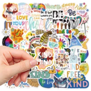 Dettaglio del pacchetto adesivi motivazionali Be Kind con citazioni di salute mentale.