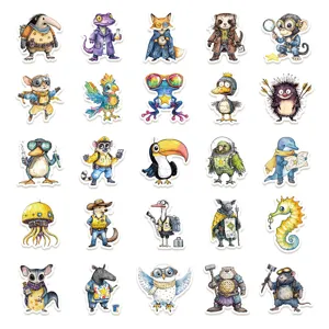 Cute wild animal waterproof stickers cartoon decorative decals for laptop luggage luggage decor 50pcs