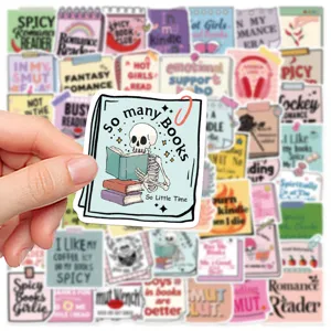 50pcs bookish stickers pack aesthetic waterproof vinyl decals for laptop water bottle journal
