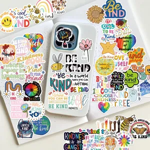 Set di 50 adesivi motivazionali Be Kind per laptop, custodia per telefono e diario.
