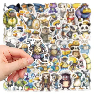 Cute cartoon wild animal warrior stickers set waterproof laptop suitcase decoration 50pcs