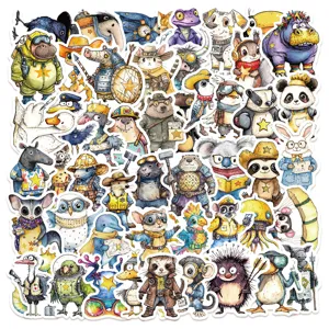 Cute Wild Animal Portrait Stickers Waterproof PVC Decals For Luggage Laptop Water Bottle Cartoon Decorative