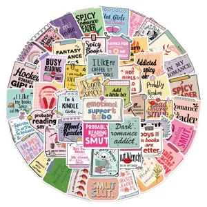 50pcs bookish reading stickers waterproof vinyl aesthetic decals for laptop water bottle