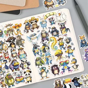 Cute cartoon wild animal stickers set for laptop luggage and notebook decoration 50pcs