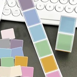 Colorful pastel sticker rolls and square memo labels for journaling, planners and notebooks.