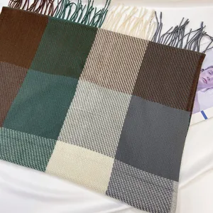 Autumn winter women plaid scarf fashion versatile student couple tassel cashmere shawl