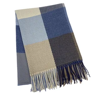 Autumn winter classic plaid knitted scarf with fringe warm fashion casual apparel accessories