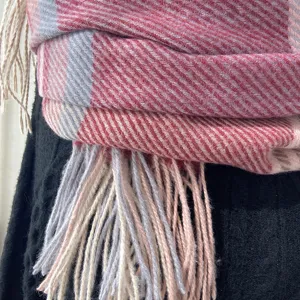 Women winter imitation cashmere plaid scarf cozy thick warm tassel shawl sweet style daily wear