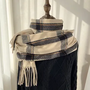 Women Winter Warm Imitation Cashmere Plaid Scarf Classic Tassel Long Shawl Soft Winter Neck Scarf Fashion Accessories