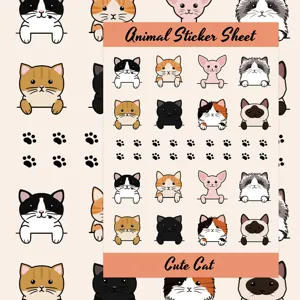 Foglio di adesivi per gatti di cartone animato carino per custodia del telefono