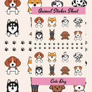 Foglio di adesivi per animali cani simpatici cartoni animati per custodia telefono DIY.