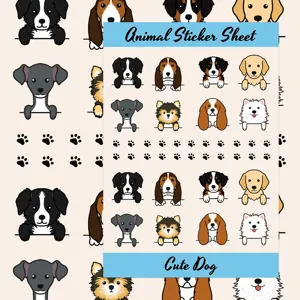Foglio di adesivi animali cane carino cartone animato custodia telefono decorazione