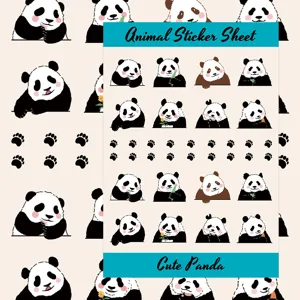 Foglio di adesivi panda di cartoni animati carini per custodia telefono laptop fai da te