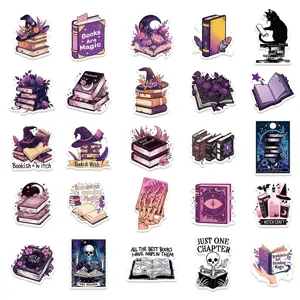 Aesthetic purple magic book waterproof vinyl stickers for laptop notebook journal decor pack