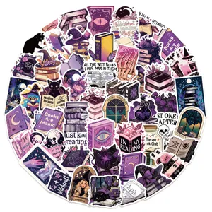 Bookish sticker pack aesthetic purple vinyl stickers for laptop journal water bottle decorations