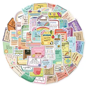 54pcs mental health inspirational stickers for DIY journaling, luggage, and laptops.