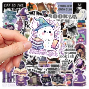 Cute bookworm ghost sticker waterproof vinyl sticker for laptop journal and phone case deco