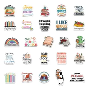 50pcs book lover stickers waterproof vinyl decals for laptop water bottle journal reading decor
