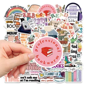 50pcs reading stickers waterproof vinyl decals for laptop water bottle journal scrapbooking