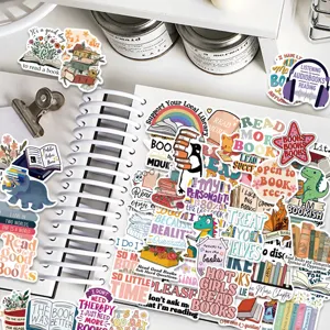 50pcs reading stickers waterproof vinyl decals book lover gifts for laptop journal cup decor