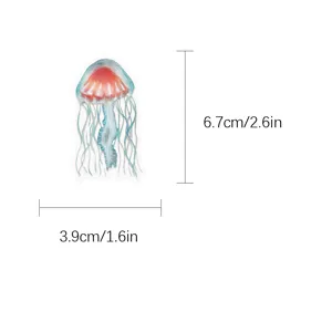 Adesivo medusa acquerello resistente all'acqua, perfetto per custodie telefoniche e tablet.