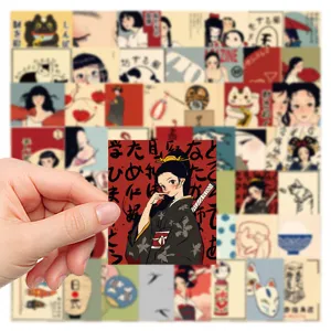50pcs Vintage Japanese Style Stickers Retro Art Decal for Laptop Journal Phone Case iPad
