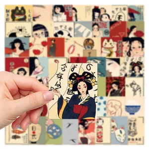 50pcs Japanese retro vintage aesthetic stickers for laptop phone case journal art crafts DIY.