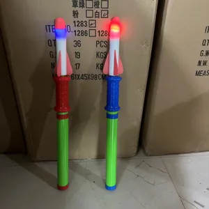 Hand push glowing rocket launcher toy outdoor fun foam flying rocket for kids gift