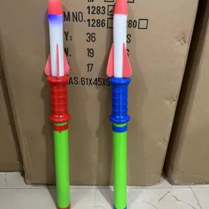 Hand Push Light Up Toy Bazooka Rocket Launcher Outdoor Interactive Game Toy With Sound For Kids Entertainment