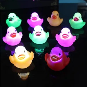 LED light up rubber duck float water bath toy for kids colorful flashing duck detail view