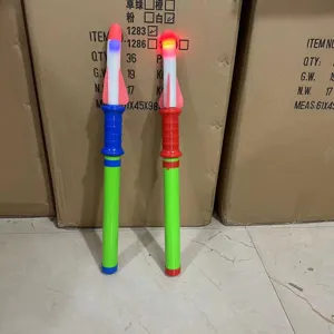 Push up rocket launcher toy with flashing light luminous outdoor fun park game play item