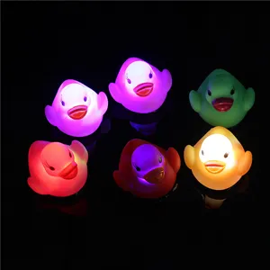 LED water glowing bath duck toy, color changing floating flash little duck for baby water play.