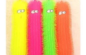 Oruga luminosa colorida de 50cm, juguete sensorial antiestrés de goma suave para niños y niñas.