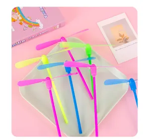 Luminous bamboo dragonfly flying toy flashing plastic push copter novelty gift for kids