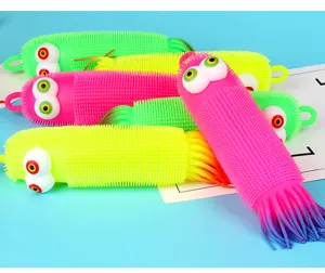 Colorful light-up caterpillar fidget toy, soft rubber sensory stress relief toy for kids.
