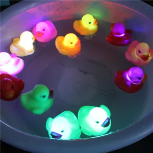 LED glowing rubber duck bath toy, water sensor color changing floating duck for kids fun.