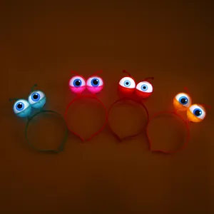 LED glowing eyeball headband alien party headwear funny flashing hair hoop for night event.
